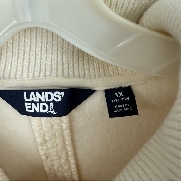 Lands' End Women’s 1/4 Zip Faux Sherpa Fleece Pullover Heavyweight Ivory Size 1X - Picture 5 of 8